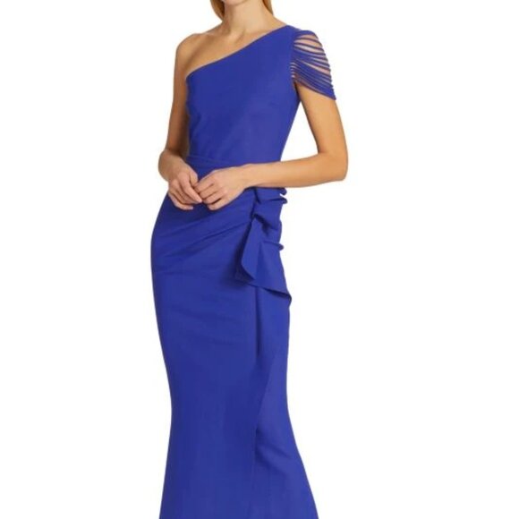 Chiara Boni La Petite Robe Amparo One-Shoulder Jersey Gown Dress Sz 10 Blue NWT - Picture 1 of 8